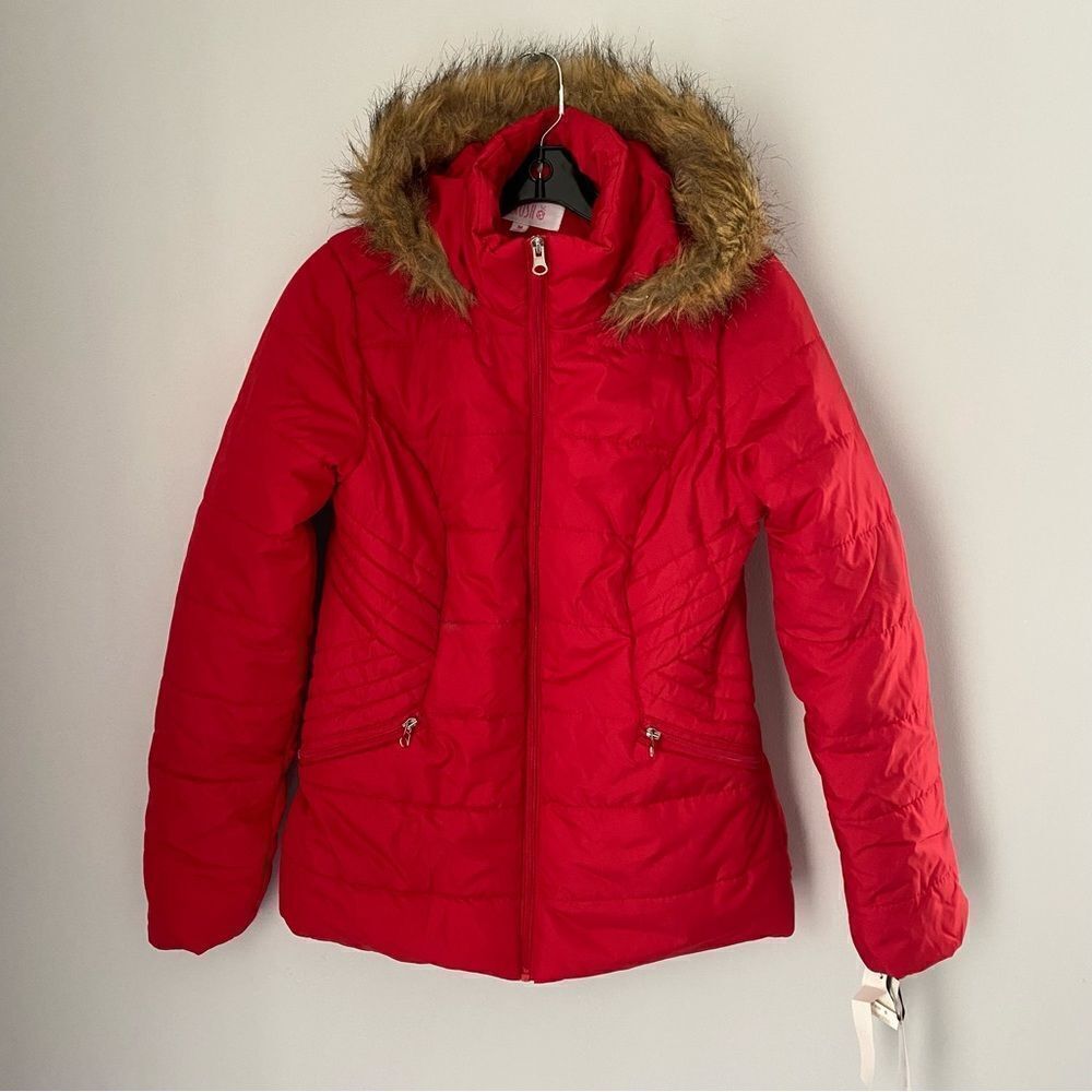 Krush Women’s Faux Fur Red Puffer Zipper Closing Jacket M